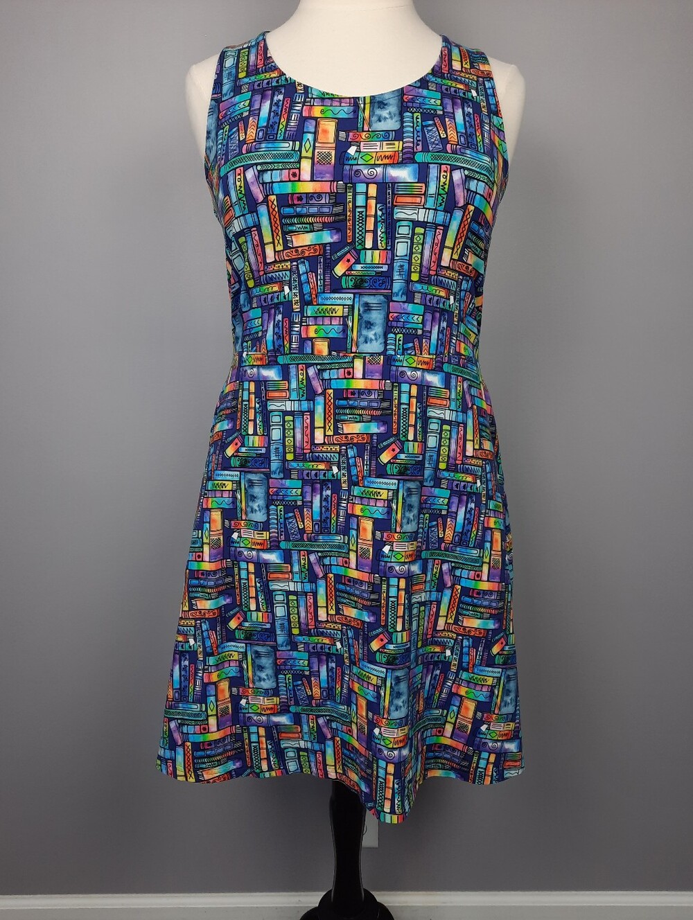 Princess Awesome Cotton Colorful Book Print Sleeveless Dress with Pockets 16/18